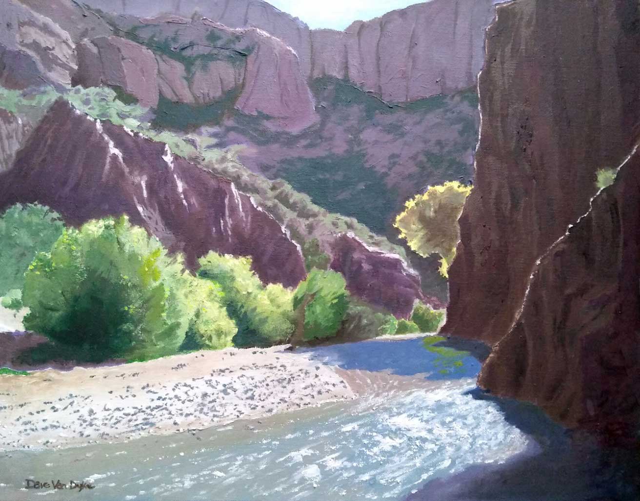 Painting by Dave Van Dyke - river canyon
