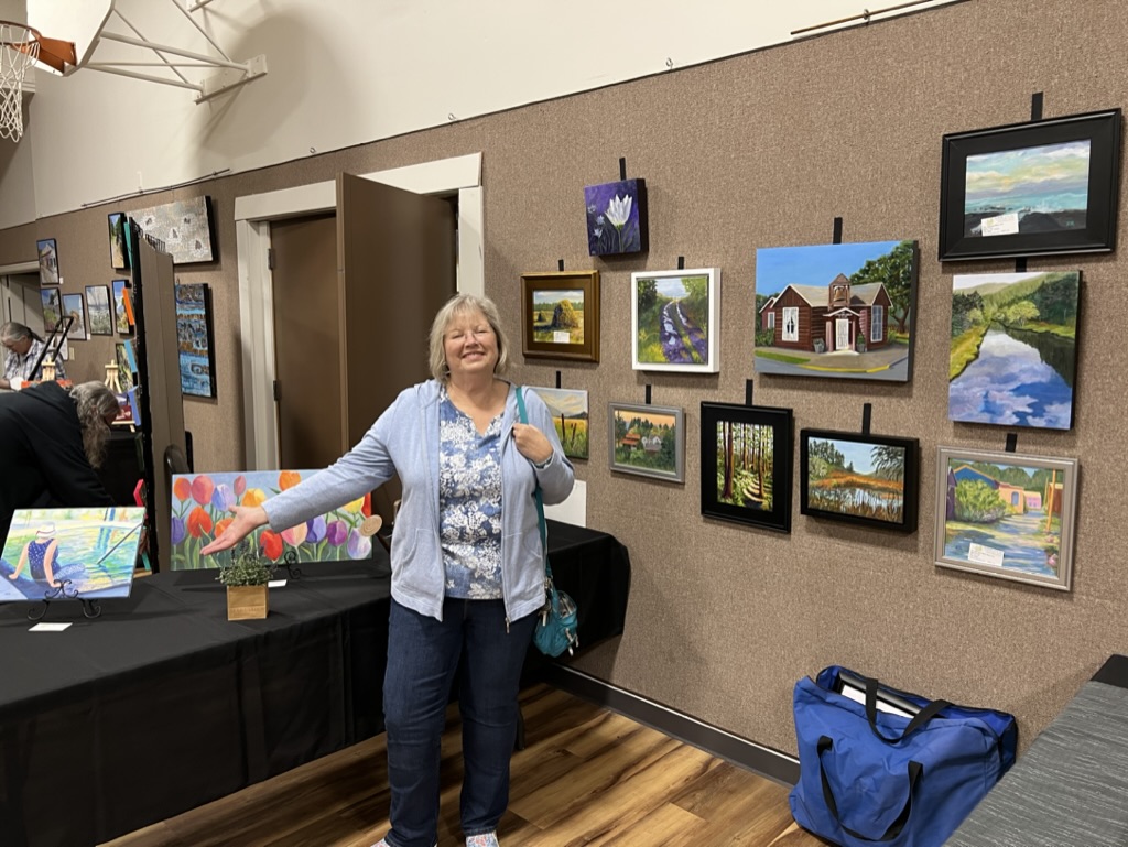 Nancy at Yachats Arts Guild art show