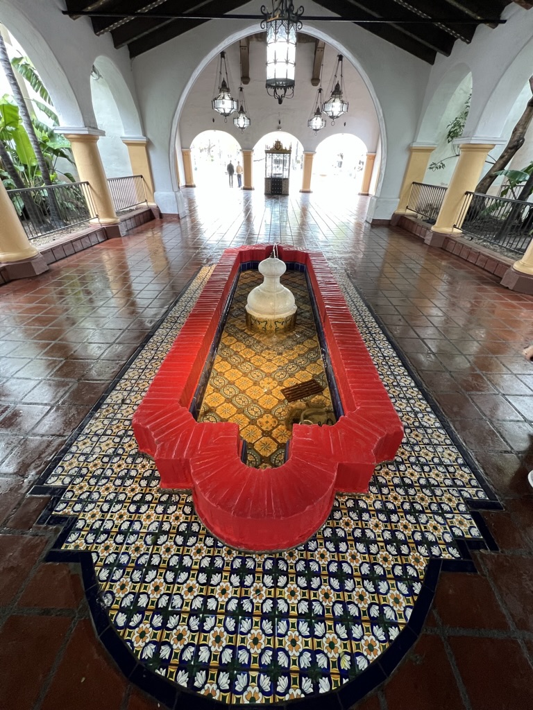 interior courtyard fountain, Santa Barbara, California