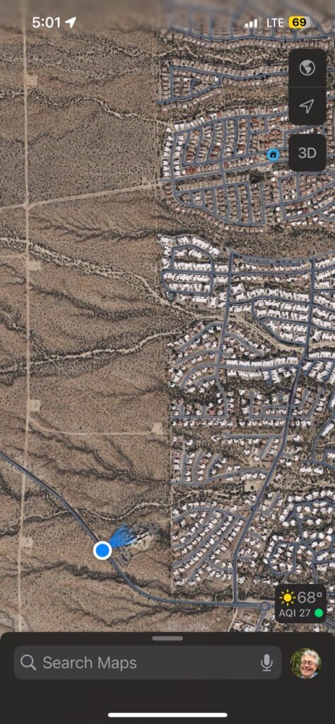 satellite photo of northwest corner of Green Valley, AZ
